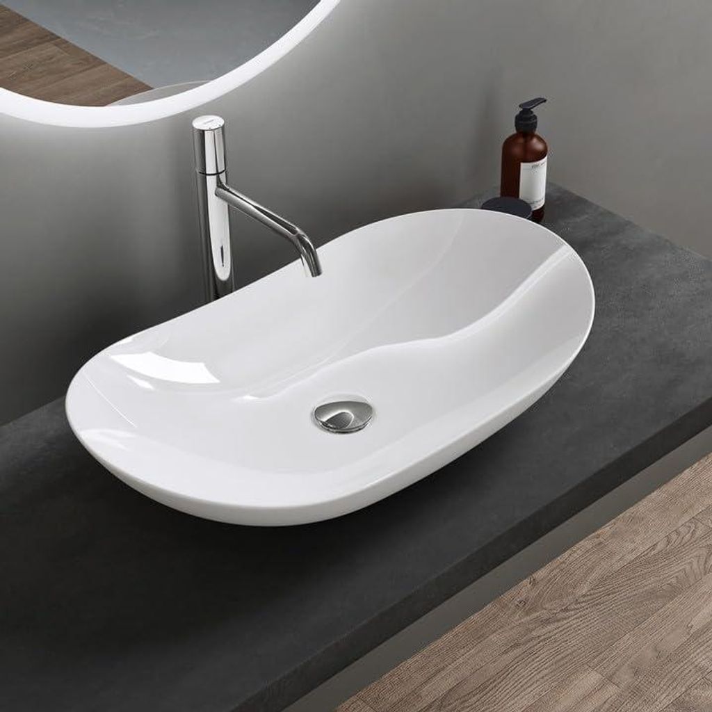 doporro Lavabo vasque à poser blanc 63cm lave main Image du produit 