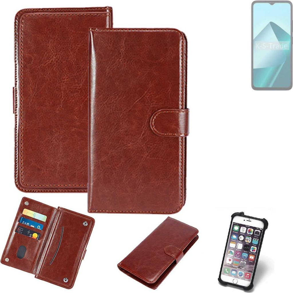 K-S-Trade 360° Hülle kompatibel mit Wiko T20 braun Kunstleder Case BookCase WalletCase Kunstlederederhülle Handyhülle, Rundumschutz Bumper (1x)
