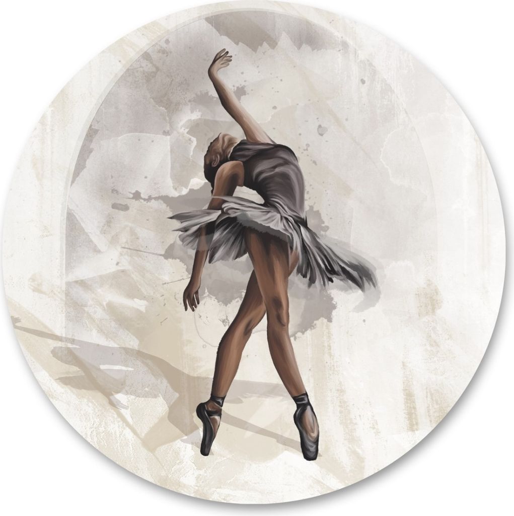 Sticker für Wohnzimmer Büro BALLETTÄNZERIN Tanz Zeichnung Abstraktion Kreis Wanddeko Aufkleber Wandtattoo 100 cm x 100 cm