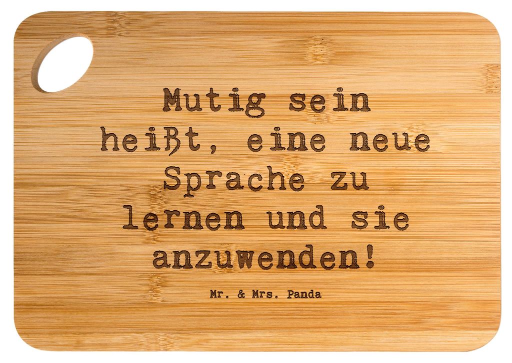 Mr. & Mrs. Panda Frühstücksbrettchen Spruch Sprachen Lernen und Anwenden - Transparent - Geschenk, Vertrauem, Ermutigung durch, vesperbrett, Holz...