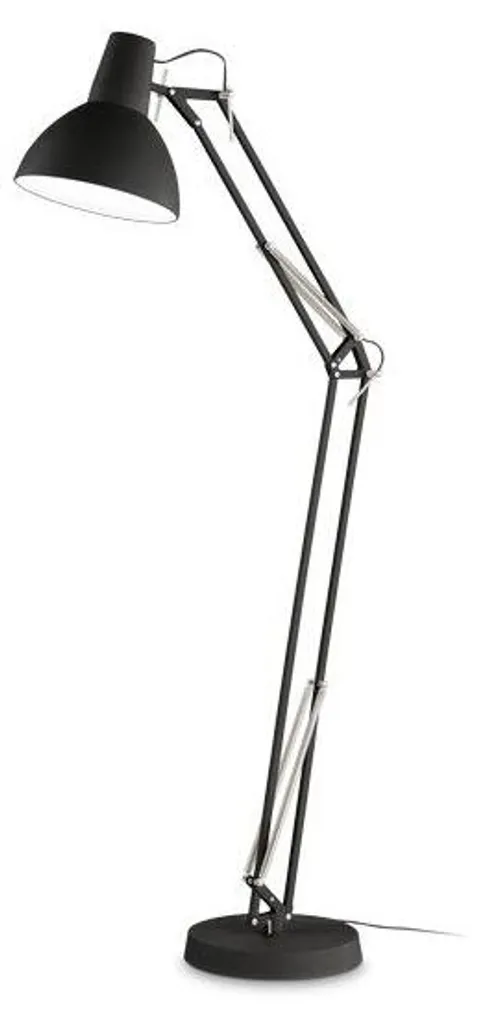 Lampadaire Ideal Lux WALLY PT1 Noir E27 avec Bras Articulé Orientable