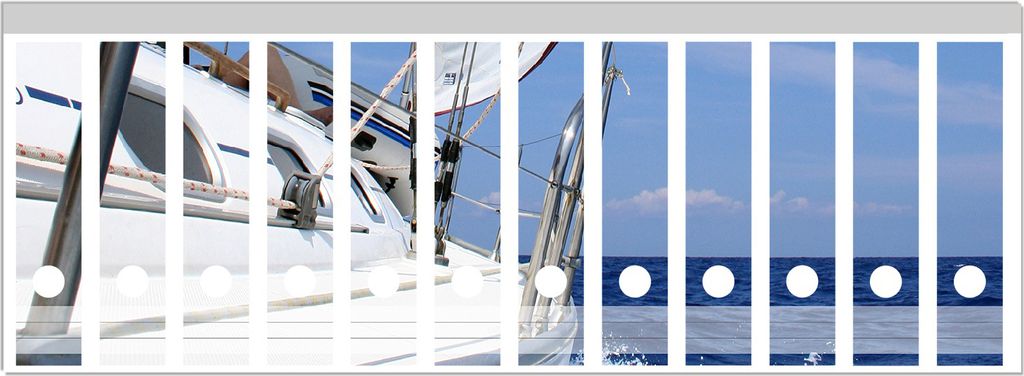 Wallario Ordnerrücken Sticker, selbstklebend für breite Ordner, 12 Stück, Motiv Segelboot on Tour