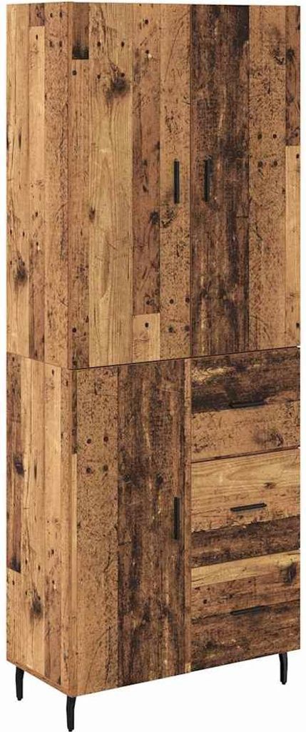 Highboard mit Schubladen 2 pcs Altholz Engineered Wood und Glas