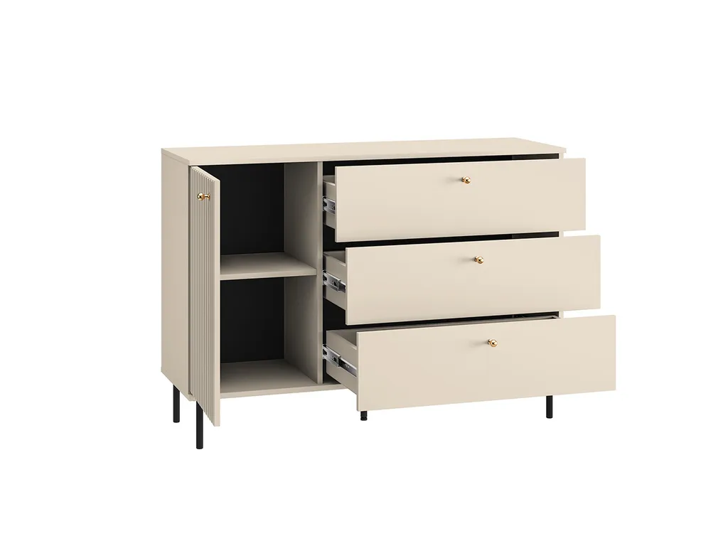 Commode design FAREL cachemire avec tiroirs soft-close et pieds métal