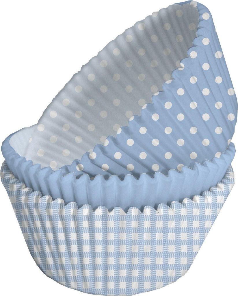 75 Cupcake Förmchen Blau Weiße Punkte Papier - Einheitsgröße
