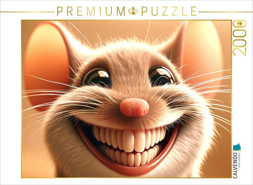 CALVENDO Puzzle Grinsende Maus | 2000 Teile Lege-Größe 90x67cm Foto-Puzzle für glückliche Stunden