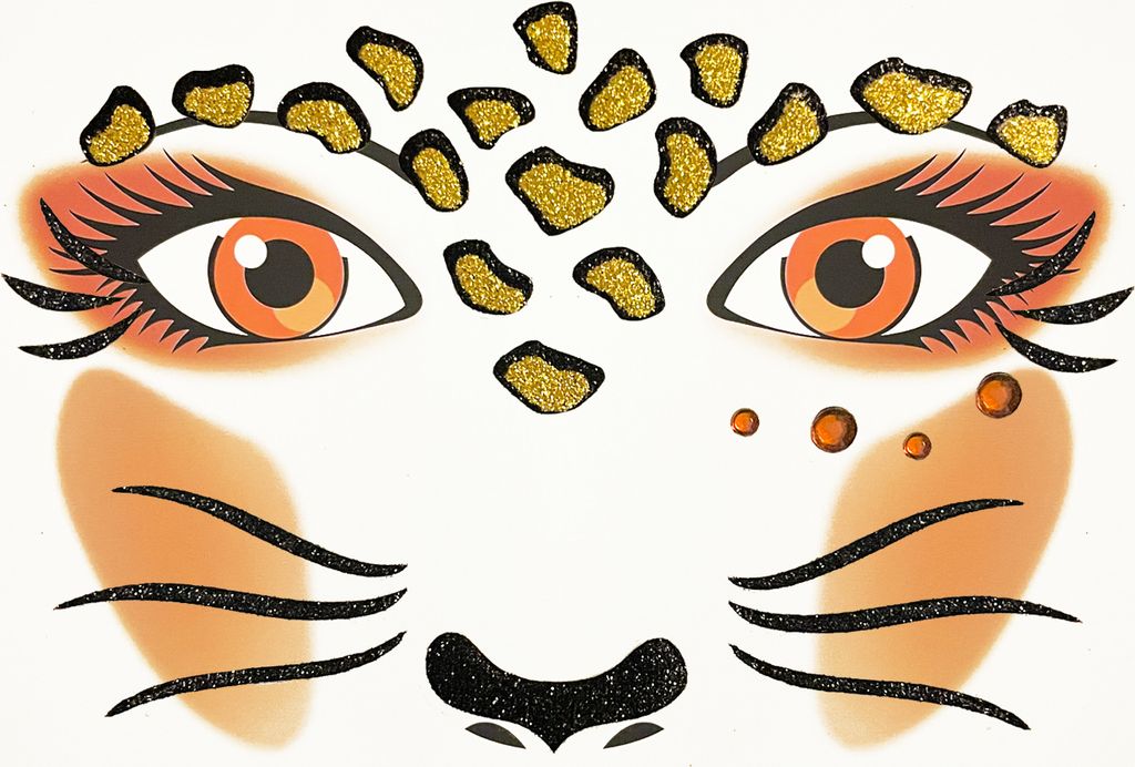 Oblique Unique Leopard Gesicht Sticker Set Tiergesicht Produktbild 