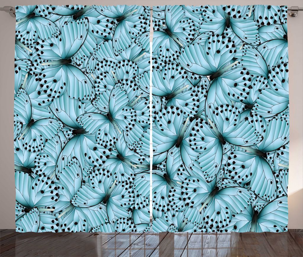 ABAKUHAUS Schmetterling Rustikaler Gardine, Monarch Exotische Wald Bug, Schlafzimmer Kräuselband Vorhang mit Schlaufen und Haken, 280 x 175 cm, He...