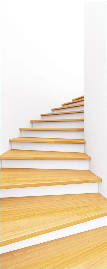 Wallario Poster - Wendeltreppe aus hellem Holz, Kunstdruck Größe: 50 x 125 cm