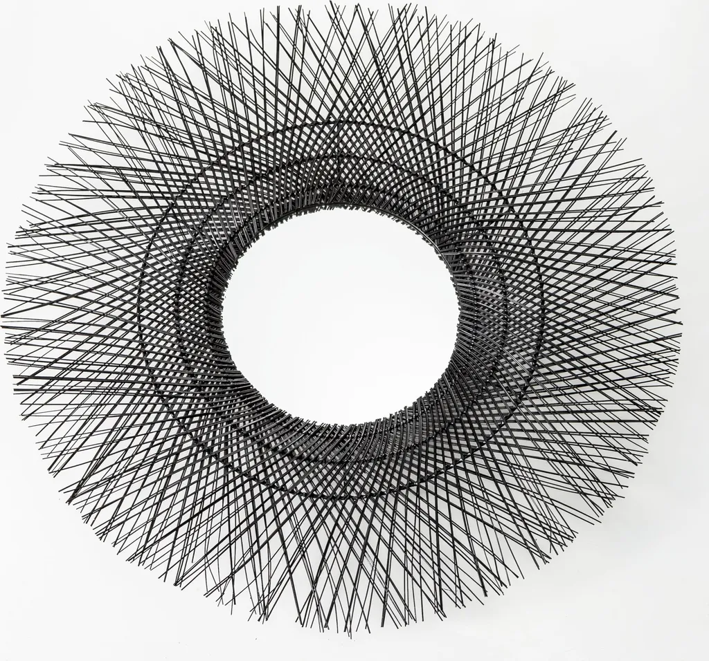 Grand miroir mural rond en fibres naturelles tressées D85cm artisanat