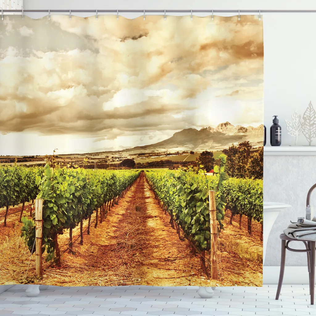 Tenda Doccia ABAKUHAUS Land 175x220 cm - Vigneto Autunnale Design