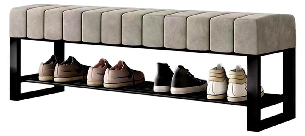 Schuhbank Mit Stauraum Schuhbank Mit Sitzfläche Dickes Stahlrahmen-Velours-Kissen Schuhregal Schuhschrank Mit Sitzbank for Flur Wohnzimmer Diele(G...