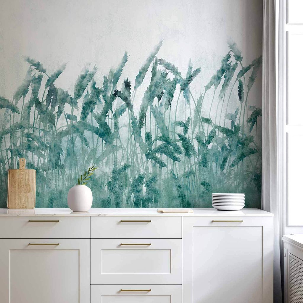 Vlies Fototapete - Blue Ears of Wheat 350x245 cm Blumen b-A-0777-a-a