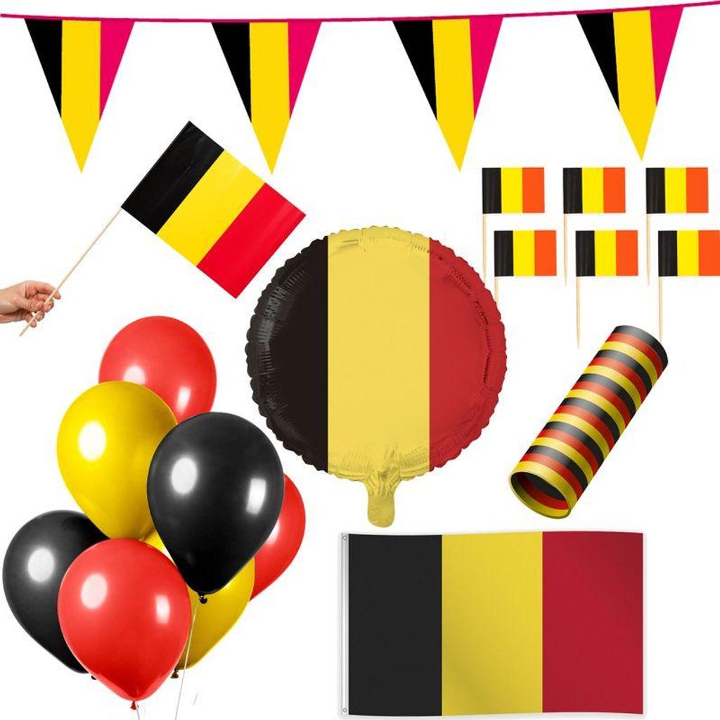 Belgien Party Deko Set 74 tlg. Partyset Partydeko schwarz Produktbild 