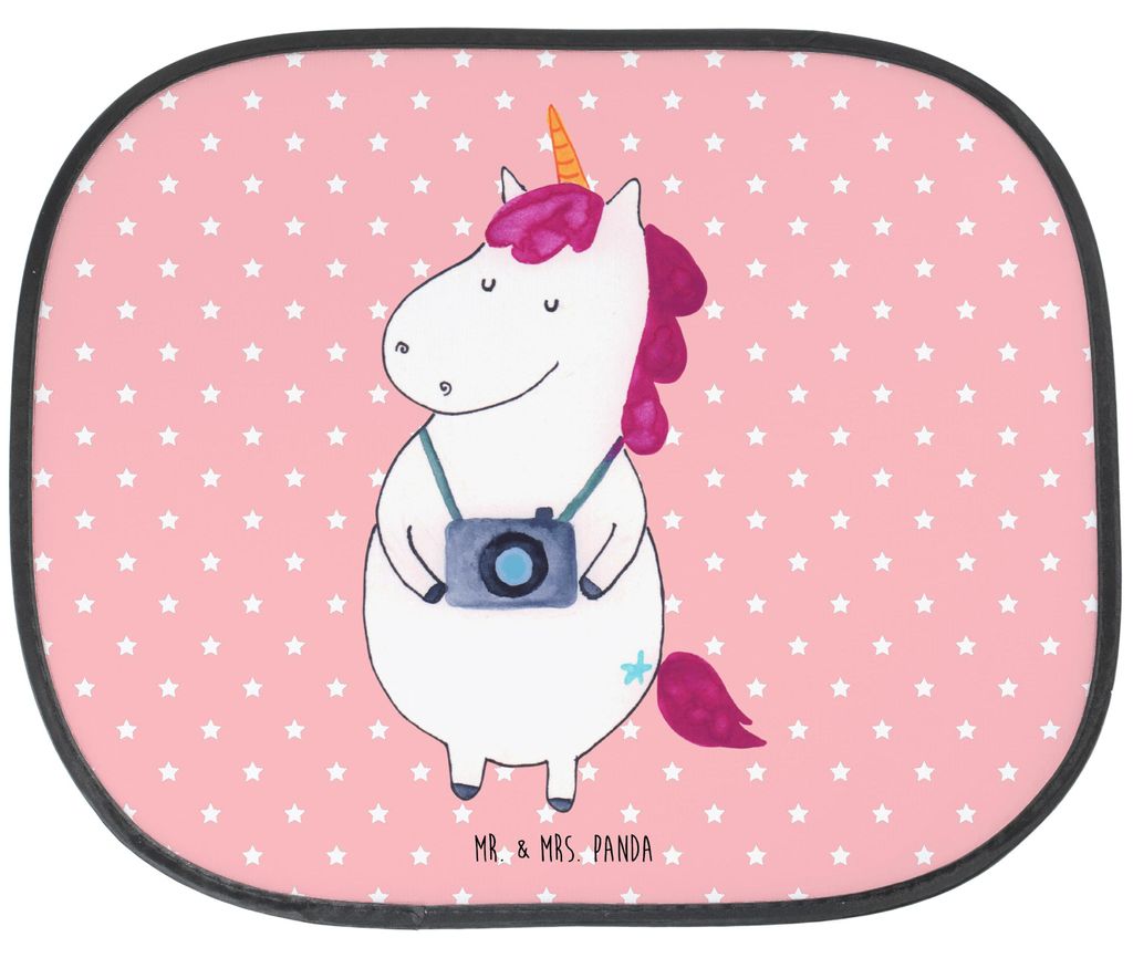 Mr. & Mrs. Panda Sonnenschutz Auto Einhorn Fotograf - Rot Pastell - Geschenk, Reisen, Unicorn, Einhörner, Fenster, Sonnenblende, Urlaub, Weltenbum...