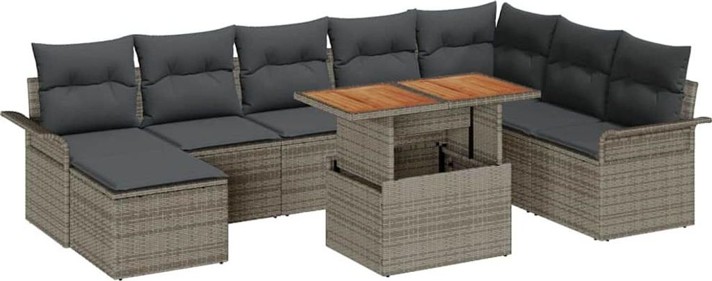"im Sonderangebot" Garten-Sofa-Set - Balkonmöbel/Loungeset - elegantes Design - mit Kissen 9 pcs Grau - - Gartensofas DEMöbel833562