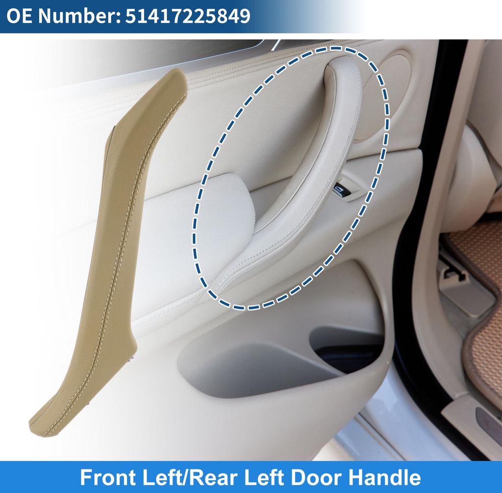 Front Passenger Side Rear Left Passenger Side Side Innentürgriff für BMW F10 F11 F18 2010-2017 Innenstützhalterung Nr.51417225849 Beige