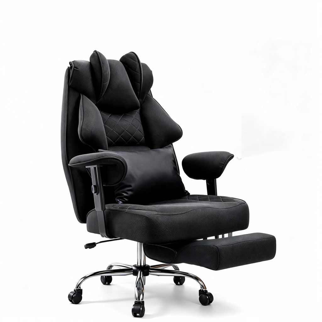 Ergonomischer Bürostuhl XXL aus Netzstoff mit Fußstütze, Produktbild 