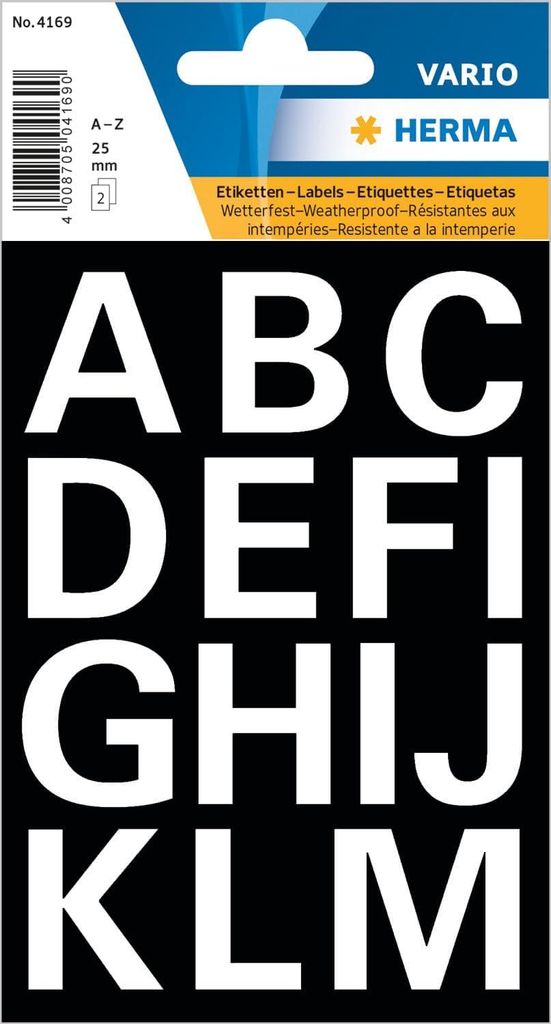 HERMA  4169 Buchstaben Aufkleber Weiß, 30 Stück, Produktbild 