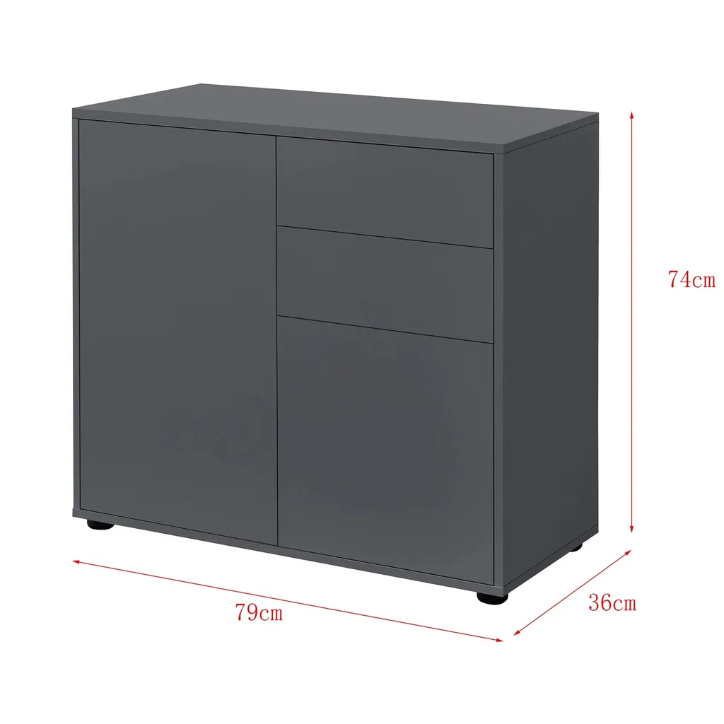 Meuble de rangement Commode Walter 74x79 cm en gris anthracite mat chic - 6