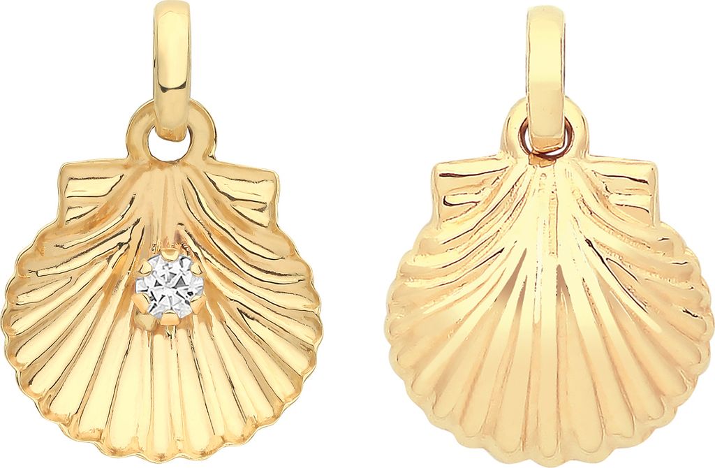 Edler 9 Karat (375) Gold Damen - Anhänger mit Zirkonia - Produktbild 