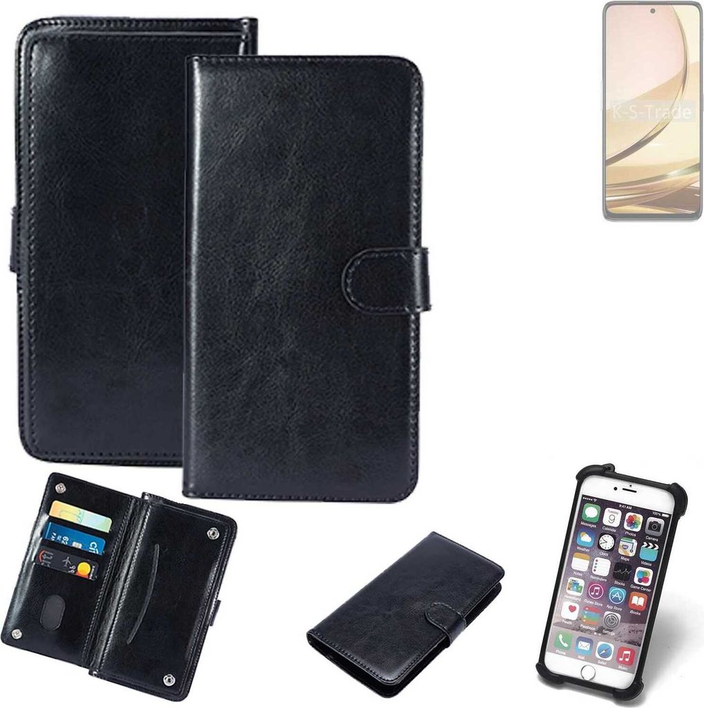 K-S-Trade 360° Hülle kompatibel mit Nubia Focus Pro 5G schwarz Kunstleder Case BookCase WalletCase Kunstlederederhülle Handyhülle, Rundumschutz