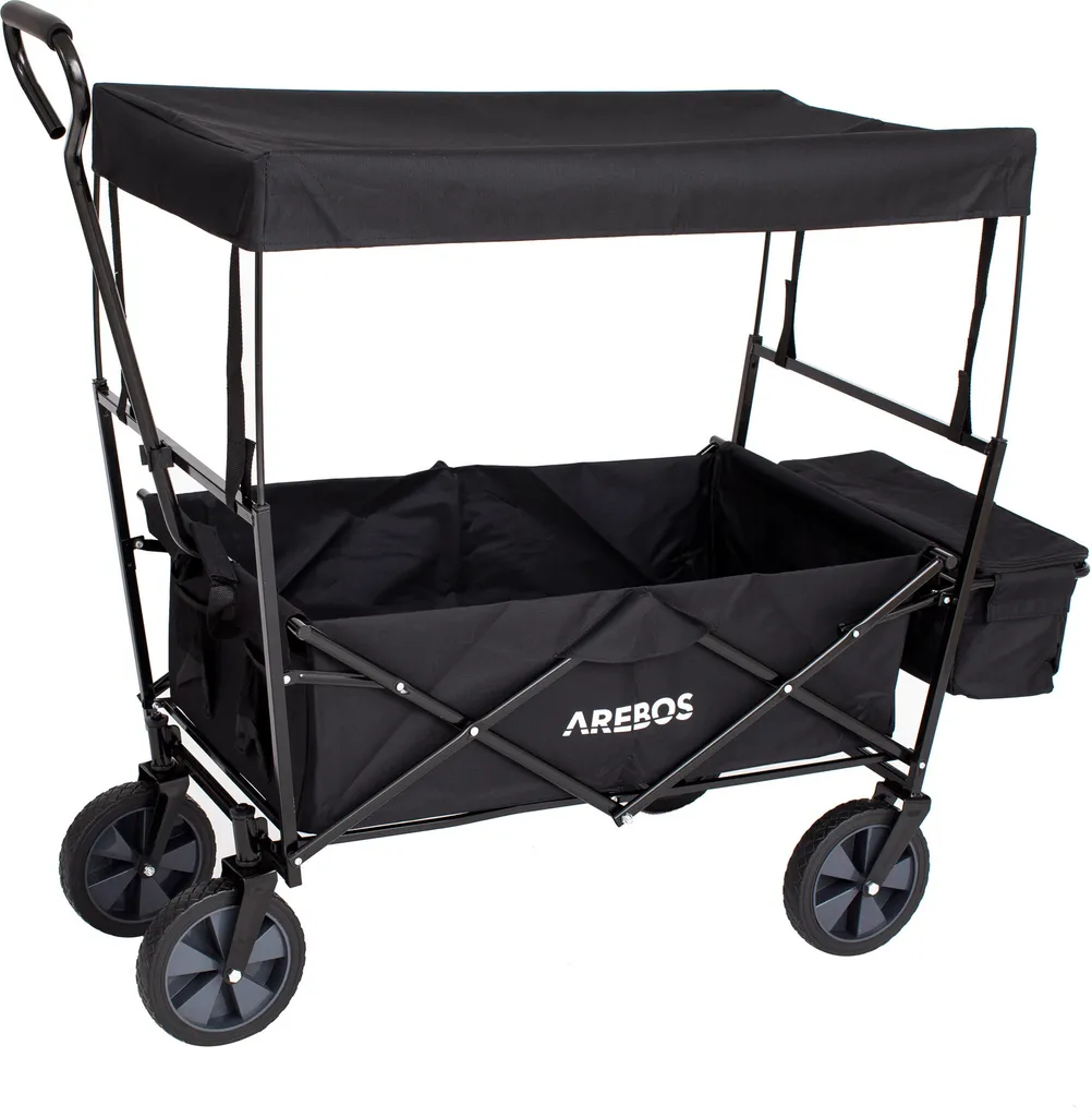 Chariot de Jardin Pliable AREBOS avec Toit et Compartiments de Rangement - 8