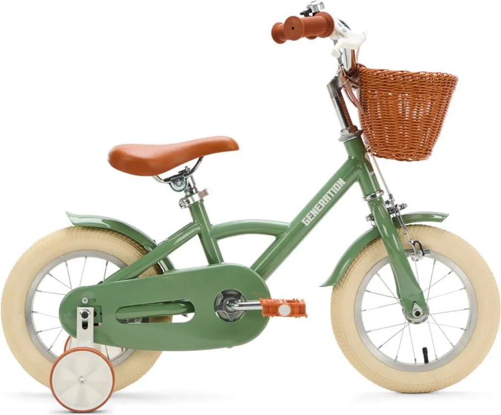 Vélo enfant 12 pouces vert olive : sécurité et confort d'apprentissage