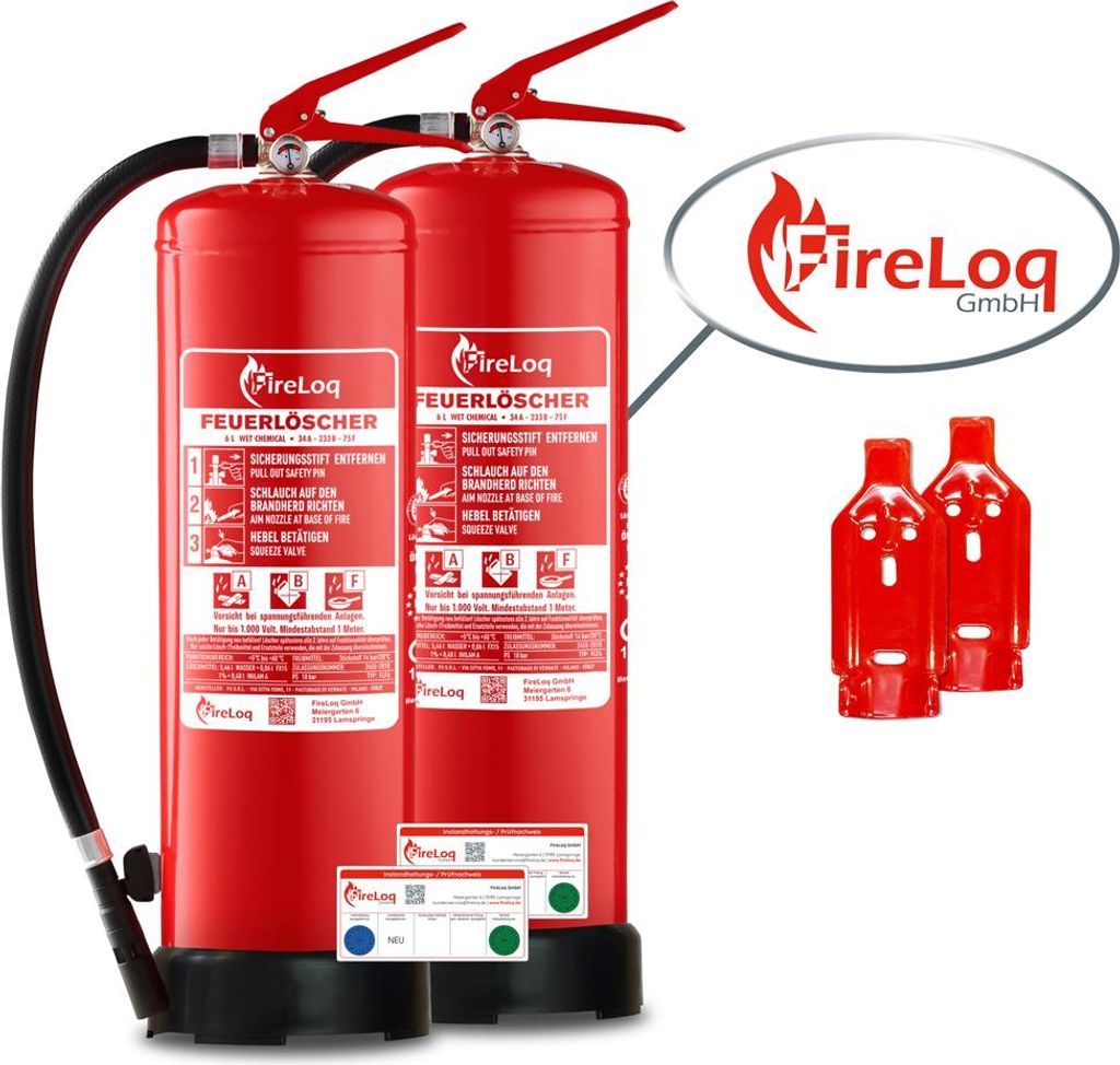 FireLoq 2x 6L Fettbrand Feuerlöscher für Brandklasse ABF Produktbild 