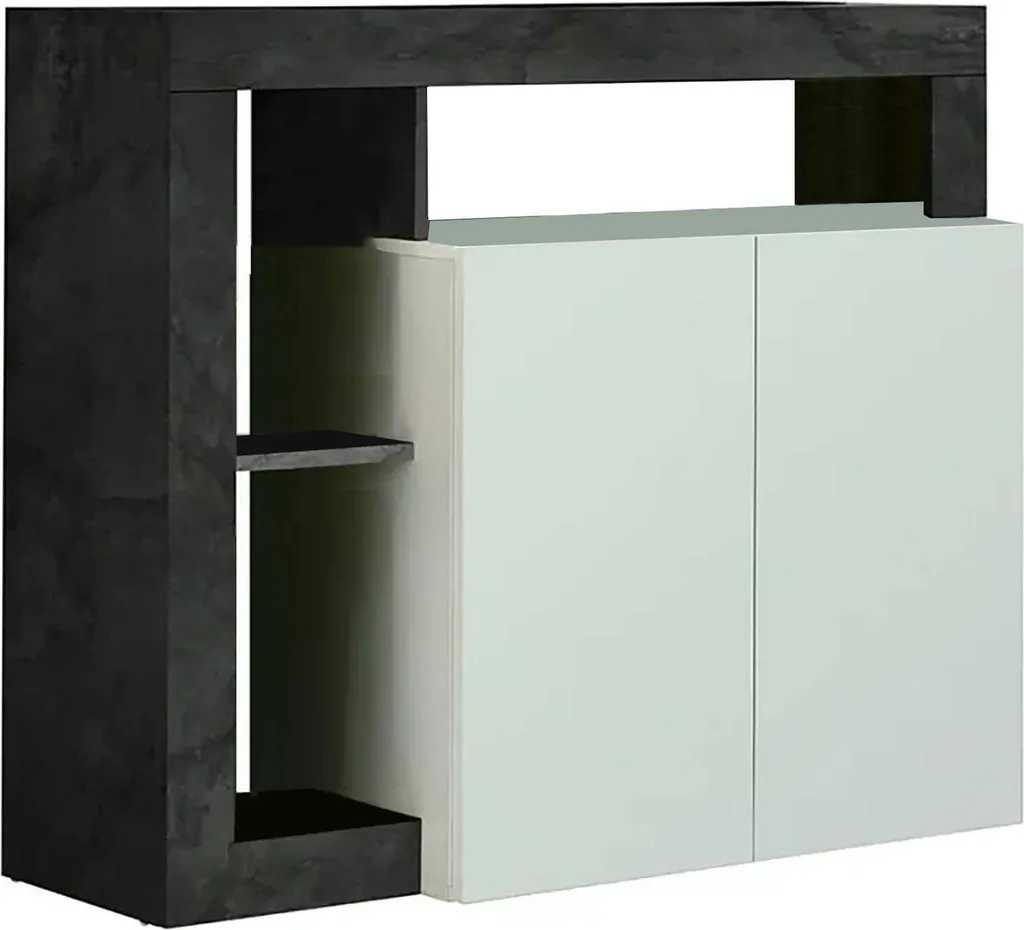 Buffet blanc brillant Atlantica 108 cm avec 3 étagères design Italie
