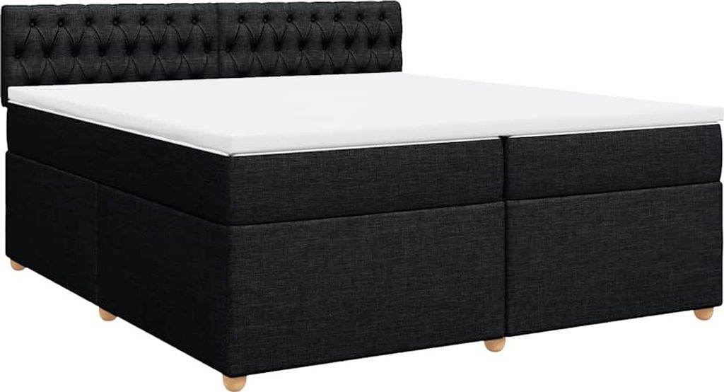 vidaXL Boxspringbett mit Matratze Schwarz 200x200 cm Stoff