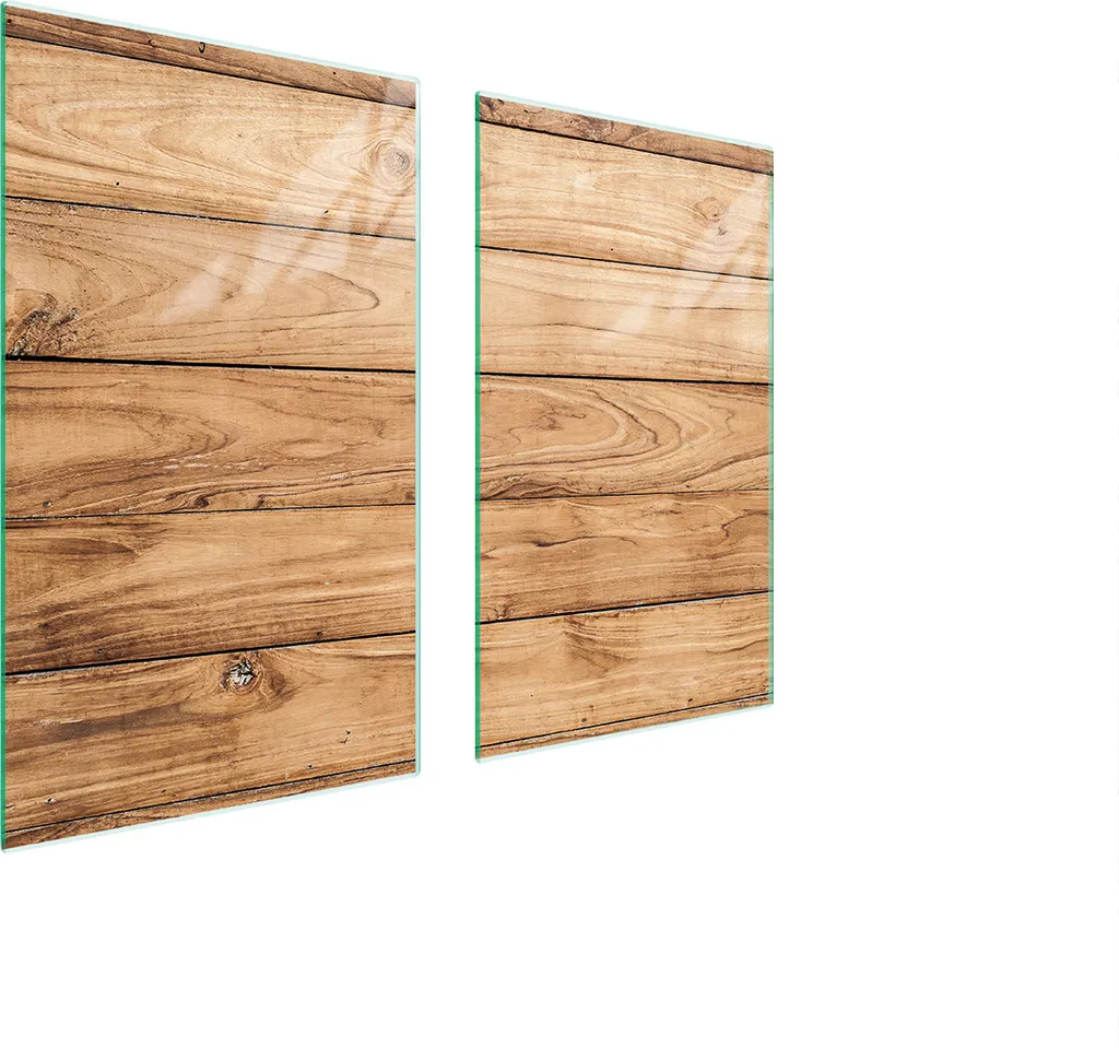 Piastre copri fornelli 2 pezzi 75x52 Copri piano cottura in ceramica tagliere in vetro legno marrone