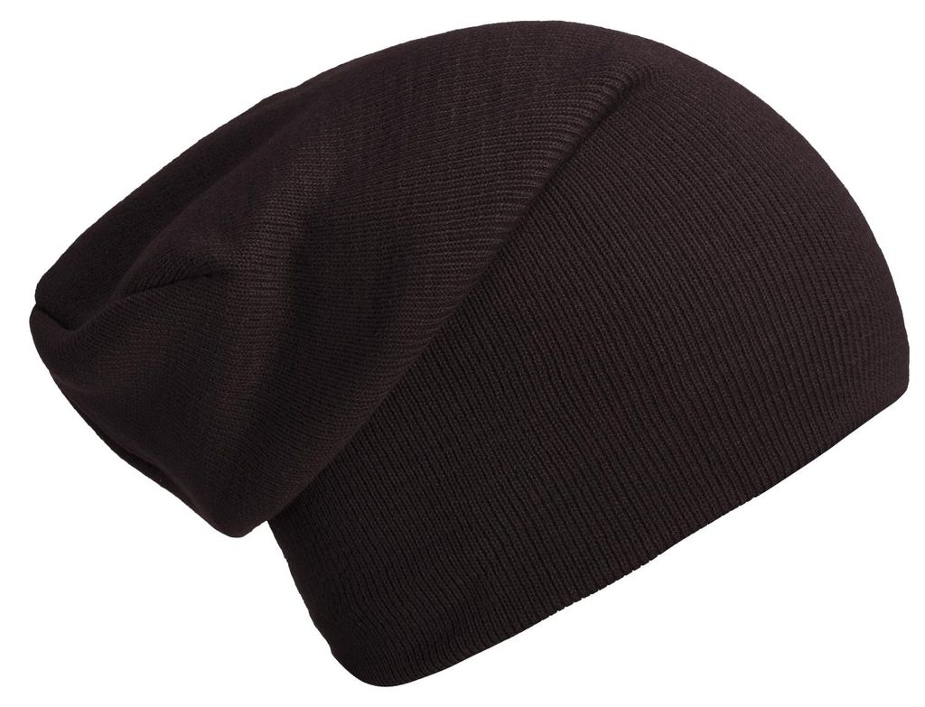 Wintermütze klassische Slouch Beanie one size - Lavagrau-braun