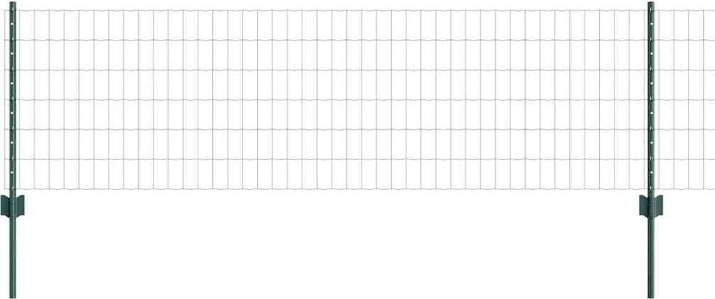 vidaXL Zaun mit Pfosten Grün 0,6 x 50 m Stahl und PVC