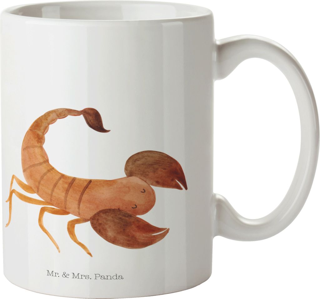 Mr. & Mrs. Panda Tasse mit Spruch Sternzeichen Skorpion - Weiß - Geschenk, Geburtstag November, Teebecher, haferl, Skorpione, Oktober, Teetasse, s...