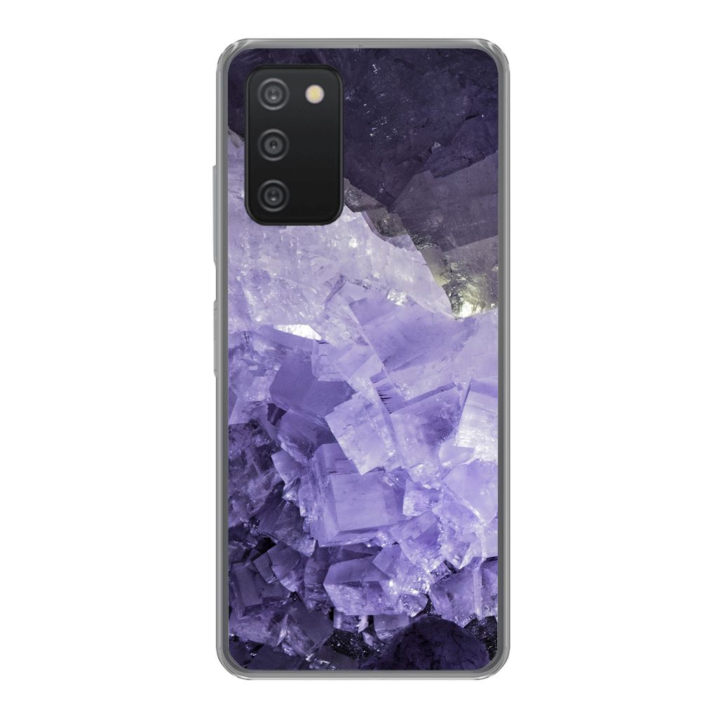 MuchoWow Handyhülle Schutzhülle Hülle für Samsung Galaxy A53 5G Naturstein - Lila - Kristalle Silikon Softcase Handy Hülle - Schutzabdeckung