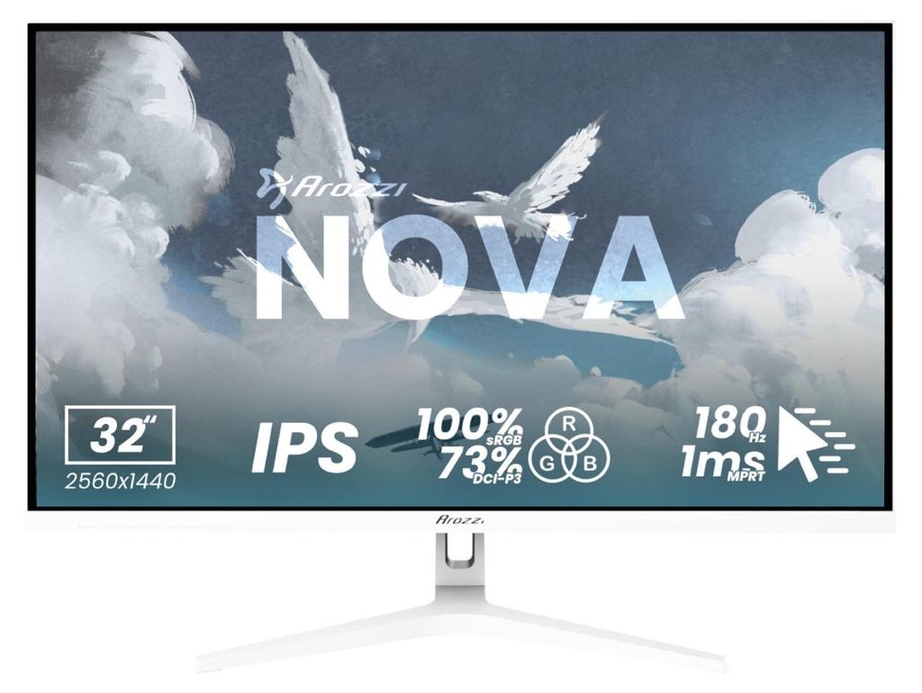 Arozzi Nova 32" Gaming Monitor - QHD IPS - 180Hz - Weiß
