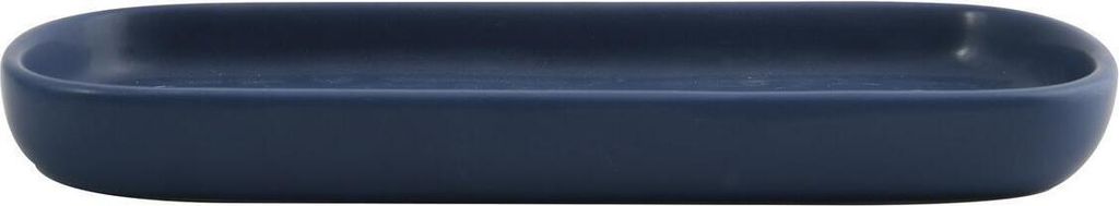MSV Badezimmer Set, 3-teiliges Badzubehör aus Keramik Maonie Seifenspender, Badablage, und Zahnputzbecher – matt Dunkelblau