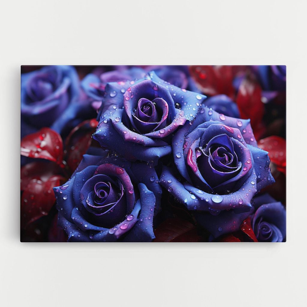 ARTHUB Leinwandbild 30x40 cm, Blue Purple Rose | Wohnzimmerdekoration, Hängende Bilder, Wanddekoration, Heimdekoration, Blumen, Rosen