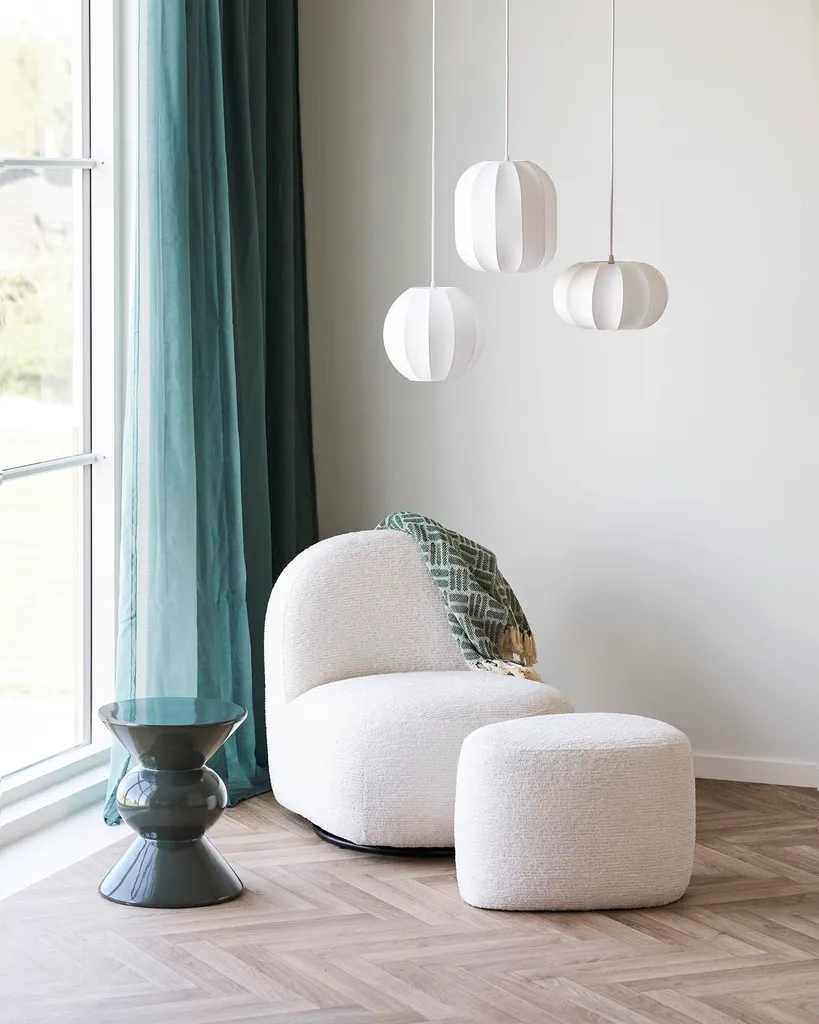 Sospensione Fenja Bianca Ø28cm - Illuminazione Minimal in Tessuto E27 - 3