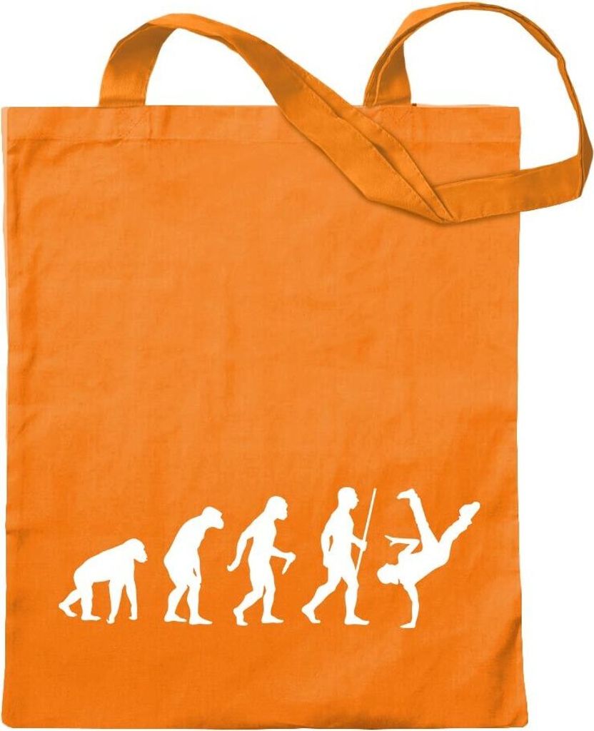 Kiwistar - Baumwolltasche - mandarin - Breakdance Evolution - Tragetasche Stoffbeutel Umhängetasche Langer Henkel