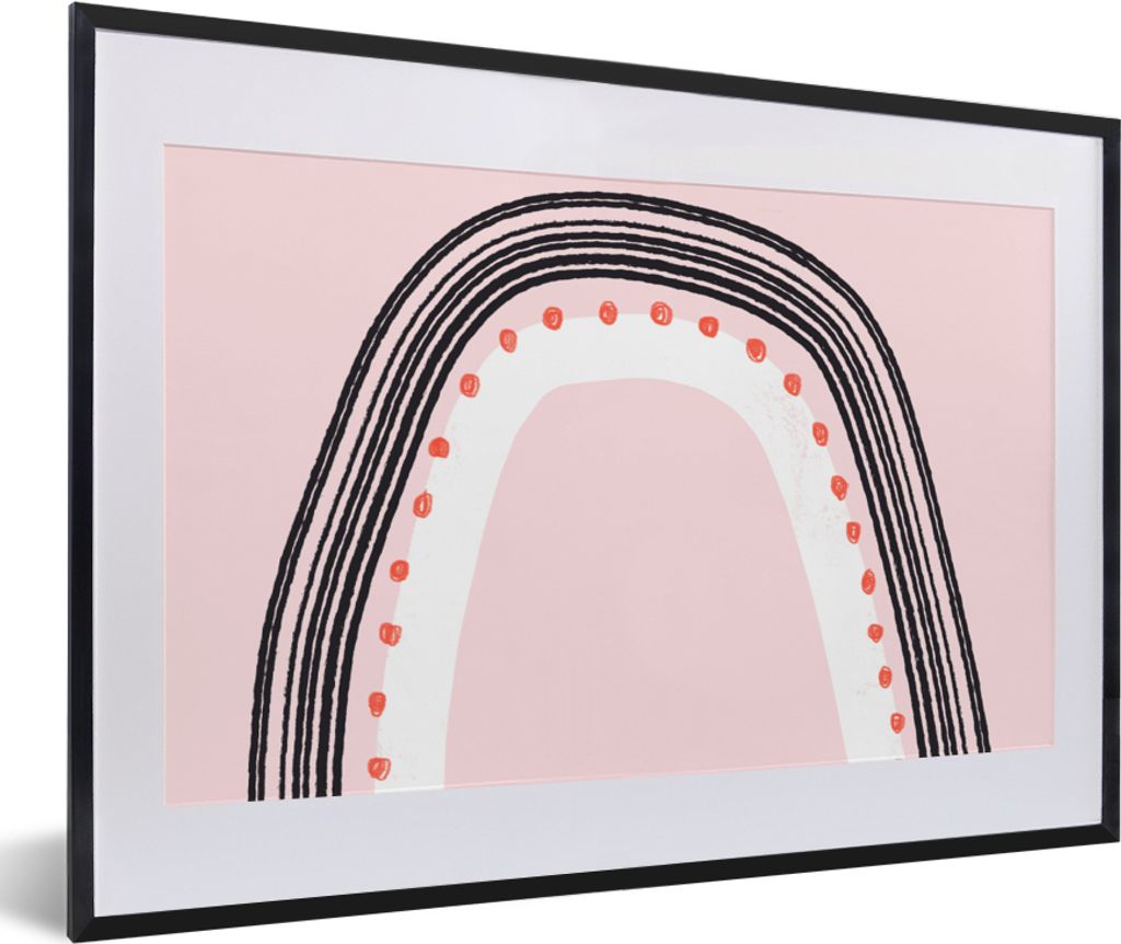MuchoWow Gerahmtes Poster Regenbogen - Minimalismus - Rosa 60x40 cm - Poster mit Schwarzem Bilderrahmen Wandposter Rahmen Foto Bilder - Schlafzim...