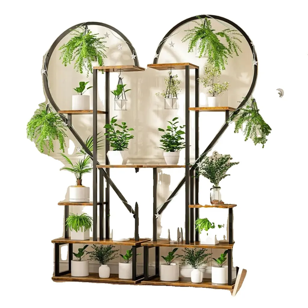 Support pour plantes à étages en demi-cœur - Étagère en métal 150 cm
