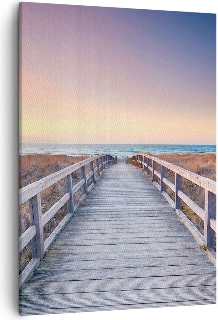 Bild auf Leinwand - Leinwandbild - Einteilig - Weg Meer Brücke - 50x70cm - Wand Bild - Wanddeko - Wandbilder - Leinwanddruck - Kunstdruck - Wandde...
