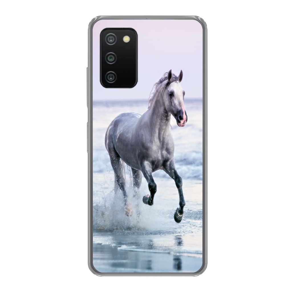 MuchoWow Handyhülle Schutzhülle Hülle für Samsung Galaxy A03s Pferd - Pilz - Strand Silikon Softcase Handy Hülle - Schutz