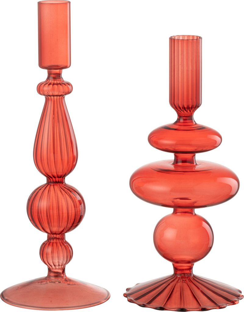 J-Line Kerzenhalter Kugel Mix Glas Rot