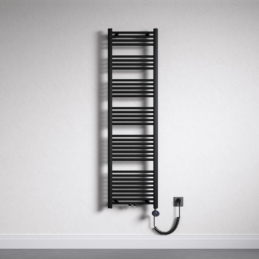 Mai & Mai Badheizkörper Elektrisch 50x180 cm matt Anthrazit, Handtuchwärmer für Strom, Seitenanschluss, Röhrenheizkörper Badheizung mit Heizst...