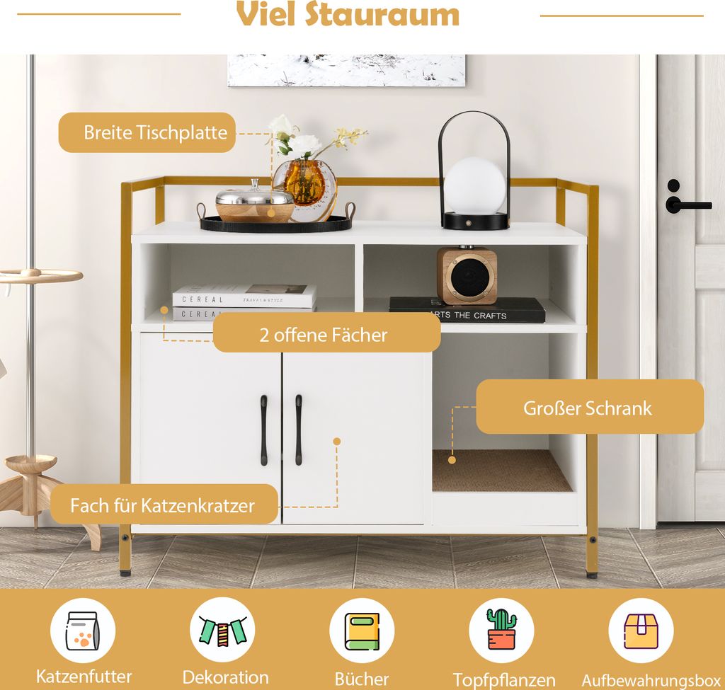 COSTWAY Cat Cabinet Litter Box s dvojitými dverami a Obrázok produktu 3