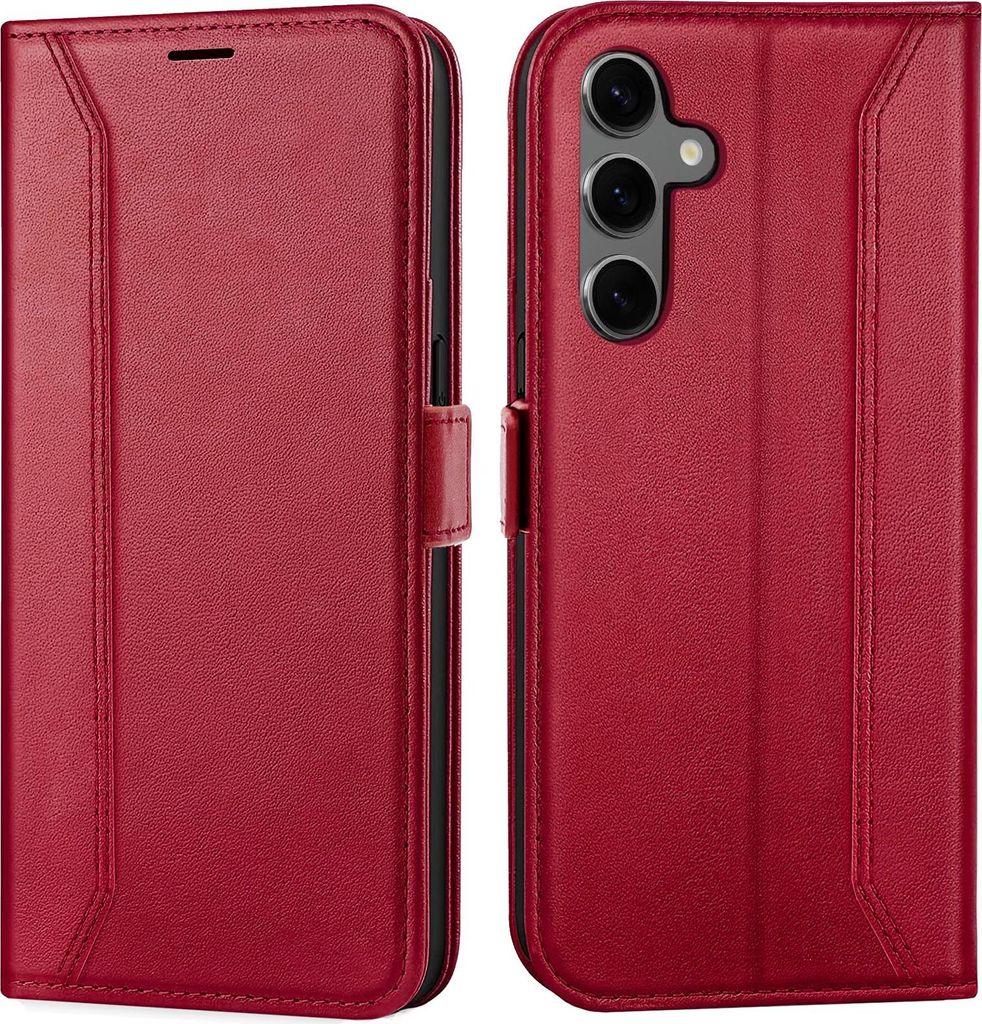 Handyhülle für Samsung Galaxy S23 FE Hülle Flip Case klappbare Tasche Schutzhülle, Rot