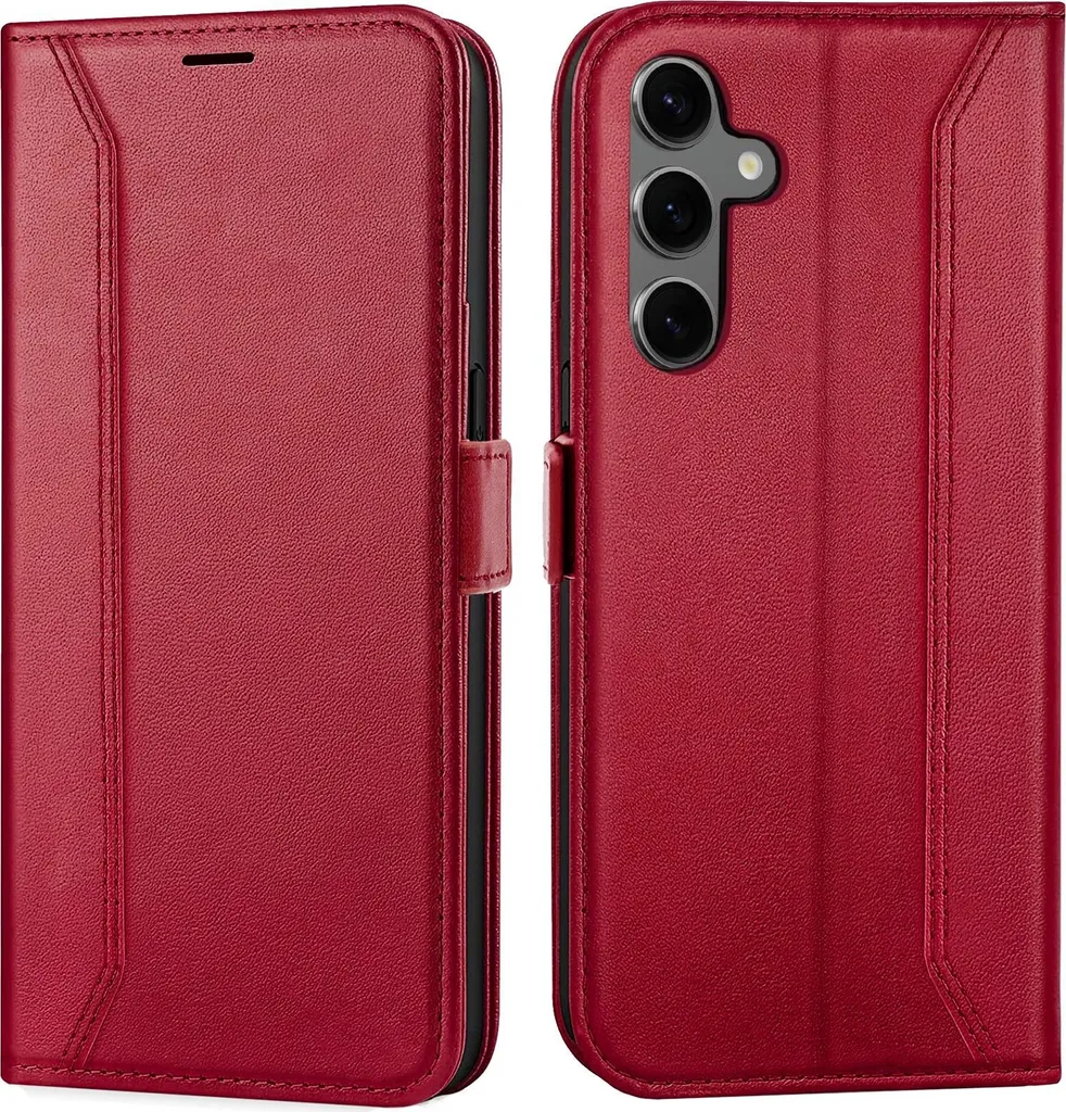 Custodia per cellulare per Samsung Galaxy S24 cover flip case pieghevole custodia protettiva, rosso